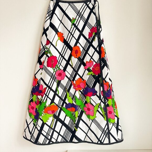 Vintage 70s Colourful Floral Print Reversible Wrap Maxi Skirt s - Picture 1 of 6